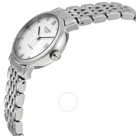 longines elegant mother of pearl dial stainless steel
