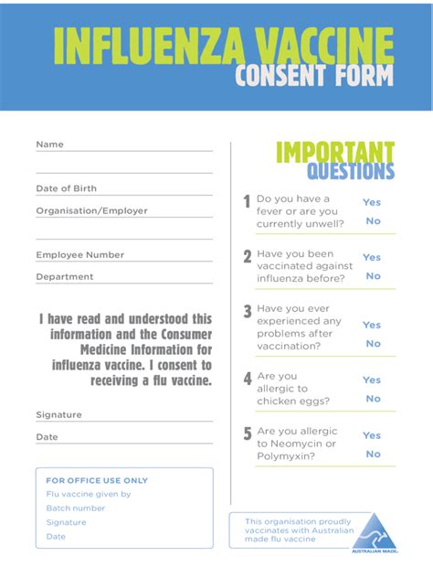 Flu Vaccination Consent Form 2 Free Templates In Pdf Word Excel
