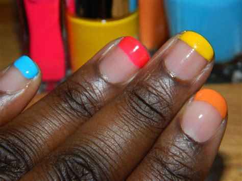 Clear Nails With Rainbow Tips Multicolor Tips For Spring