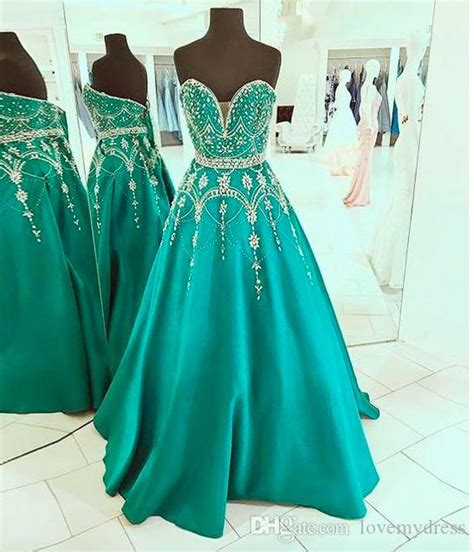 luxurious emerald green prom dresses crystal beading full body plunging