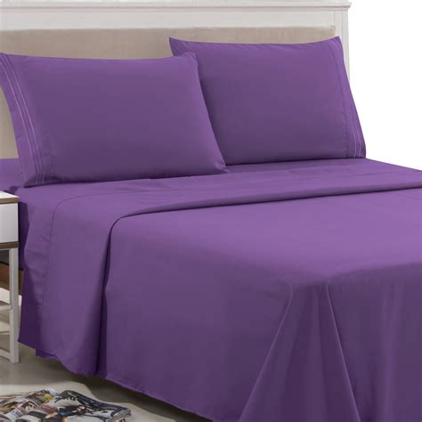 twin size bed sheets  piece polyester twin deep pocket sheets purple