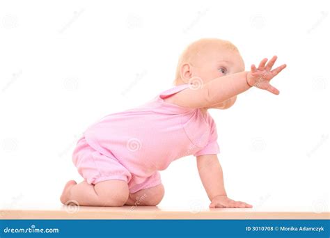 crawling stock photo image  baby girl eyes child