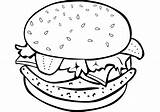 Burger Coloring Pages Hamburger Drawing Print Kids Color Printable Cheeseburger Foods Getdrawings Colorings Labels sketch template