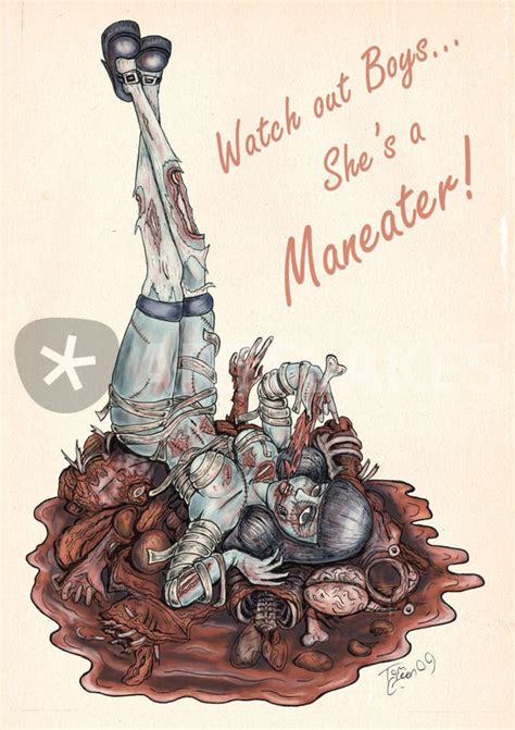 Zombie Pinup Maneater Graphic Illustration Art Prints