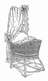 Baby Coloring Vintage Clipart Cards Ephemera Bassinet Stamps Adults sketch template