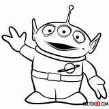 Alien Draw Woody Sketchok Extraterrestre Lightyear Animados Outlines Clowns Broderie Coloration sketch template