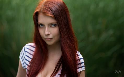 wallpaper face women redhead model long hair blue
