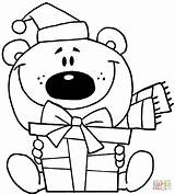 Coloring Christmas Bear Teddy Pages Clipart Clip Printable Gifts Gift Tree Box Print Present Viewed sketch template