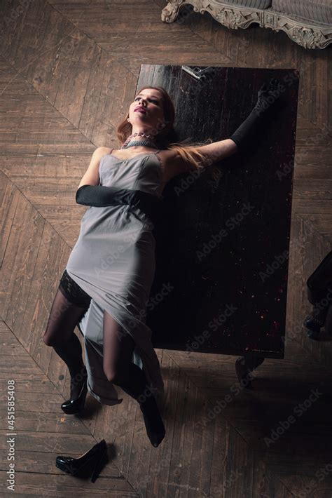 noir film sexual woman  strangled   vintage interior stock photo adobe stock
