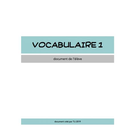 Vocabulaire 1