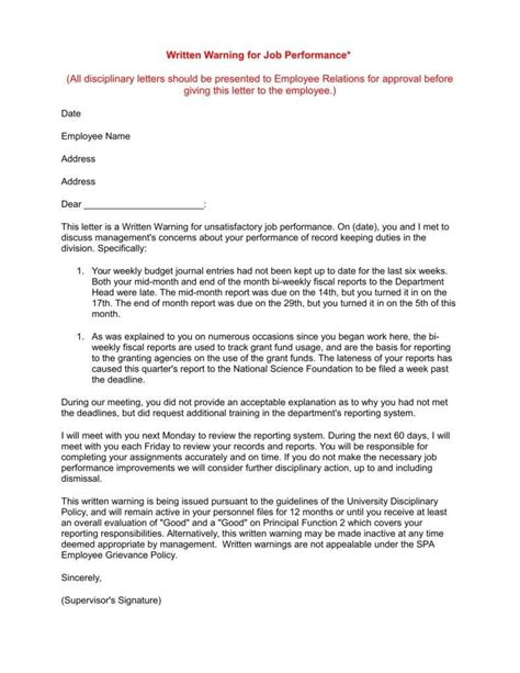 disciplinary warning letters  samples examples