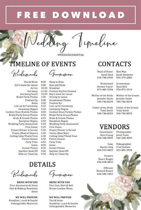 printable wedding planning timeline