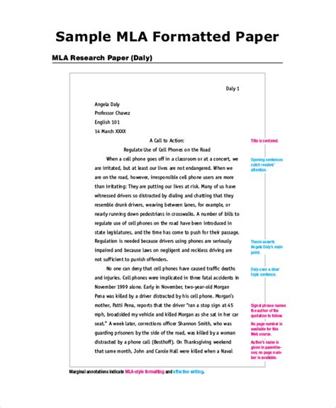 mla format outline template