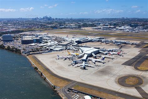 aerial stock image sydney international airport