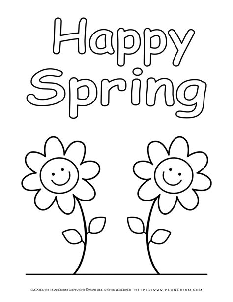 spring coloring page  smiling flowers planerium