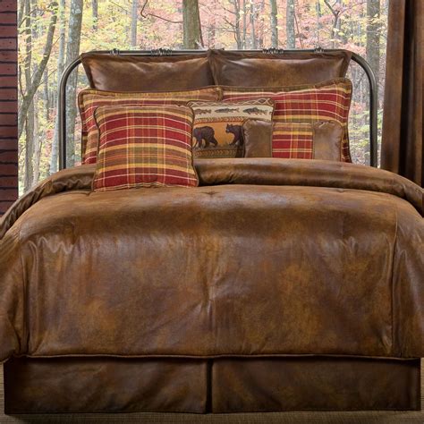 gatlinburg rustic faux leather comforter bedding