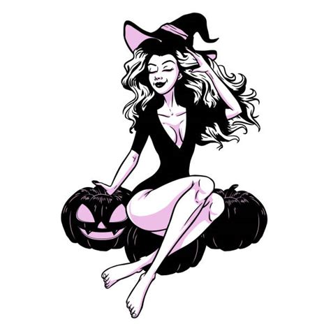 sex symbol sensuality witch pin up girl illustrations royalty free