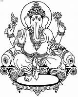 Coloring Pages Book Hindu Mythology Ganesh Ganesha Ganapati Goddess Clipart sketch template