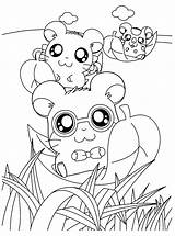 Hamtaro Hamster Coloriages Cricut Animaatjes sketch template