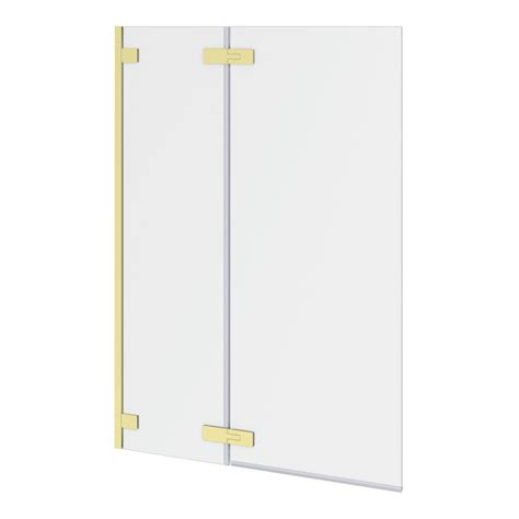 Arezzo 10mm Easy Clean Double Panel Hinged Bath Screen Brushed Brass
