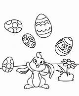 Easter Bunny Coloring Eggs Pages Cute Juggling Printable Print Color Colouring Book Drawing Size sketch template