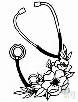 Stethoscope Silhouette Rn sketch template