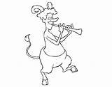 Flute Faun Playing Coloring Coloringcrew sketch template