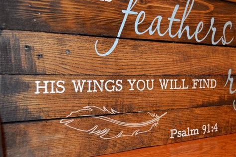 Under His Wings You Will Find Refuge Psalm 91 4 Reclaimed Wood Sign