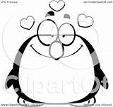 Penguin Chubby Infatuated Cartoon Clipart Coloring Outlined Vector Thoman Cory Royalty sketch template