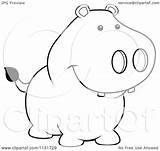 Pig Cartoon Clipart Smiling Outlined Coloring Vector Thoman Cory Royalty sketch template