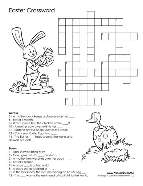 printable easter crossword  easter printables