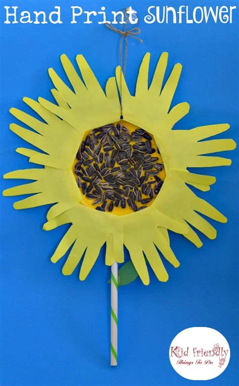 sunflower hand print paper plate craft  kids