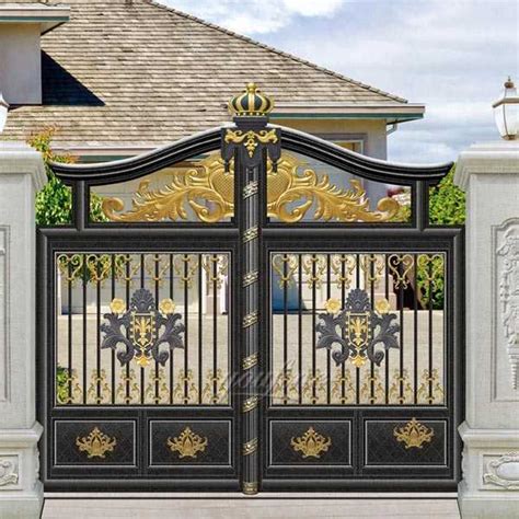 contemporary metal front door entry double driveway gates