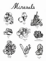 Drawing Mineral Minerals Tattoo Crystal Poster Rocks Drawings Rock 11x14 Inspiration Improved Back Stock 18x24 Etsy Ak0 Cache Gem Illustration sketch template