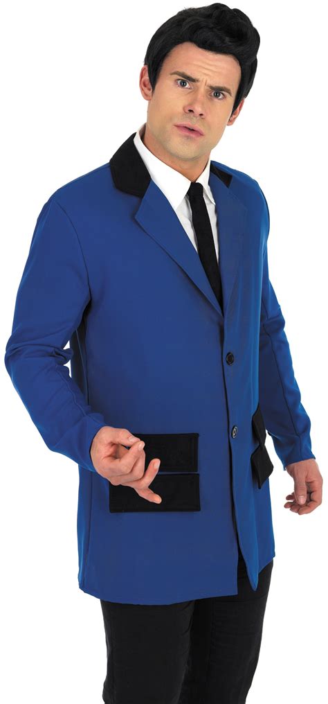 blue teddy boy  mens fancy dress  grease adult costume jacket