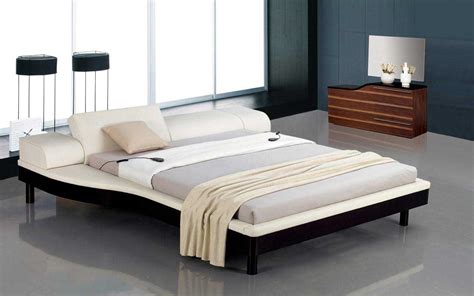 portofino white modern bed  adjustable leatherette headboard home