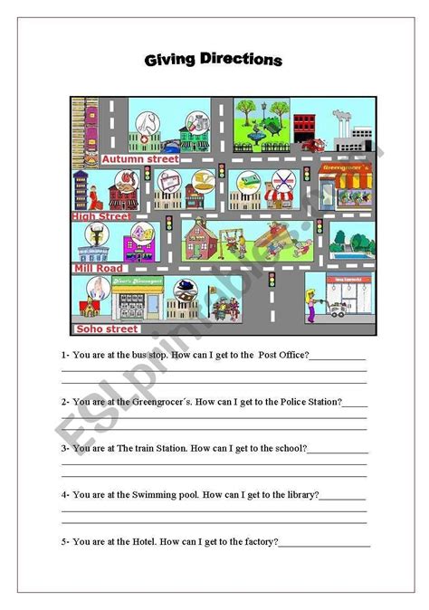 maps  directions worksheet