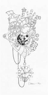 Steampunk Heart Drawing Coloring Line Tattoo Drawings Adult Deviantart Pages Google Kunst Colouring Cool Tattoos Book Paintingvalley Choose Board sketch template