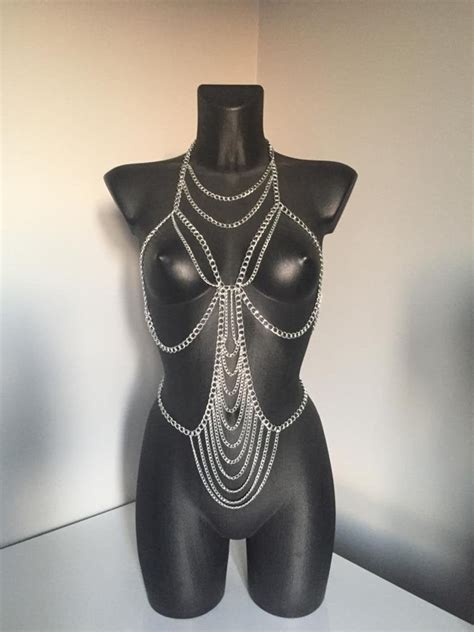 Silver Body Chain Festival Jewelry Rave Outfit Burning Man Etsy