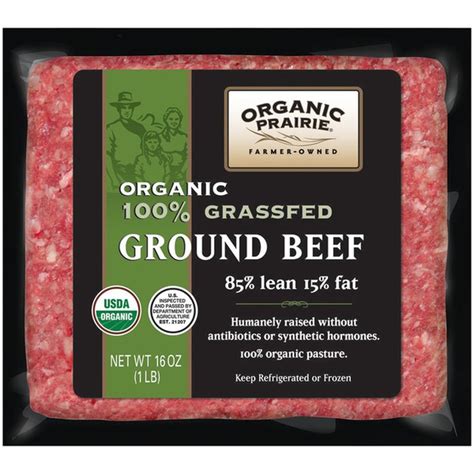 Organic Prairie Ground Beef 85 15 Lean 100 Grassfed Fresh Beef 16 Oz