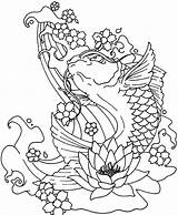 Coloring Pages Koi Fish Water Japanese Underwater Coy Jumping Plants Land Drinking Blooming Lotus Drawing Printable Getcolorings Cycle Tattoo Getdrawings sketch template