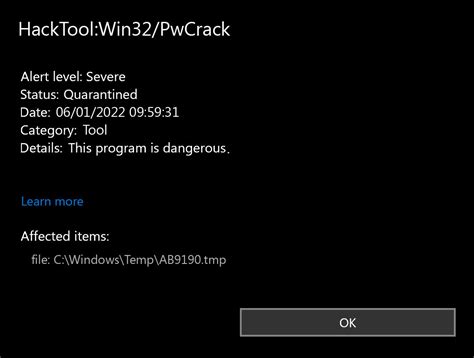 hacktoolwinpwcrack pwcrack tool removal guide