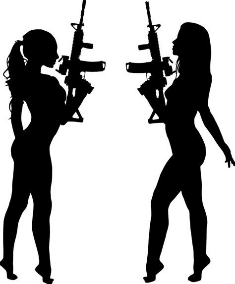 sexy girls guns silhouette 6 vinyl decal car window wall laptop sticker
