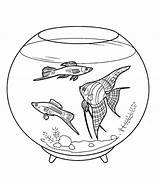 Fish Coloring Tank Bowl Pretty Pet Kids Netart Fun sketch template