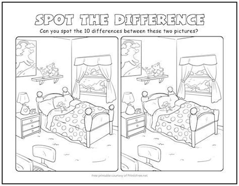 kids bedroom spot  difference picture puzzle printables  kids