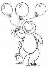 Barney Coloring Pages Balloons Drawing Dinosaur Birthday Holding Printable Three Print Friends Kids Color Sheets Cartoon Balloon Book Cute Happy sketch template