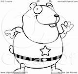 Hamster Chubby Waving Super Coloring Clipart Cartoon Outlined Vector Cory Thoman Royalty sketch template