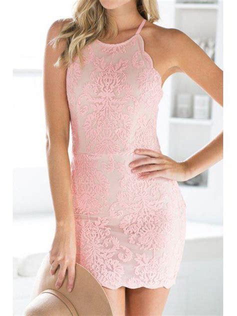 [27 off] 2021 spaghetti strap backless lace embroidered bodycon dress