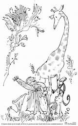 Kleurplaat Roald Dahl Giraf Matilda Peli Giraffe Quentin Blake Boeken Kleurplaten sketch template