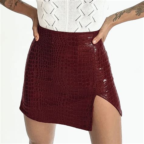 women pu crocodile leather skirt fashion 2020 autumn high